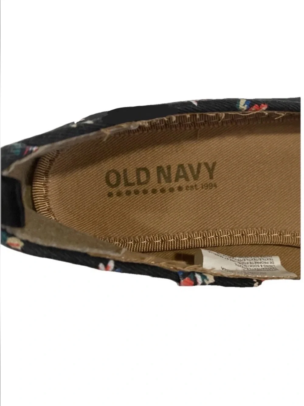 Old Navy Girls Size 13 Brand New Rose Print Kids Black Floral Flats Ballet